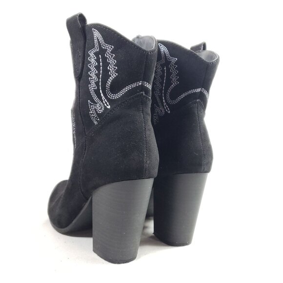 Code West Womens Size 9 Black Faux Suede Western Ankle Boots - Picture 4 of 9